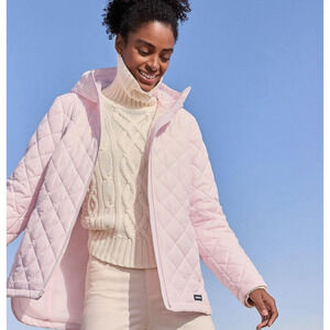 Lands' End Women's‎ FeatherFree Puffer Insulated Jacket PINK Medium NEW Hooded